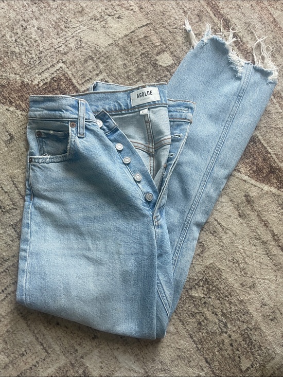 Agolde Denim - AGOLDE Light Blue skinny straight stretchy Button-Fly Jeans 27